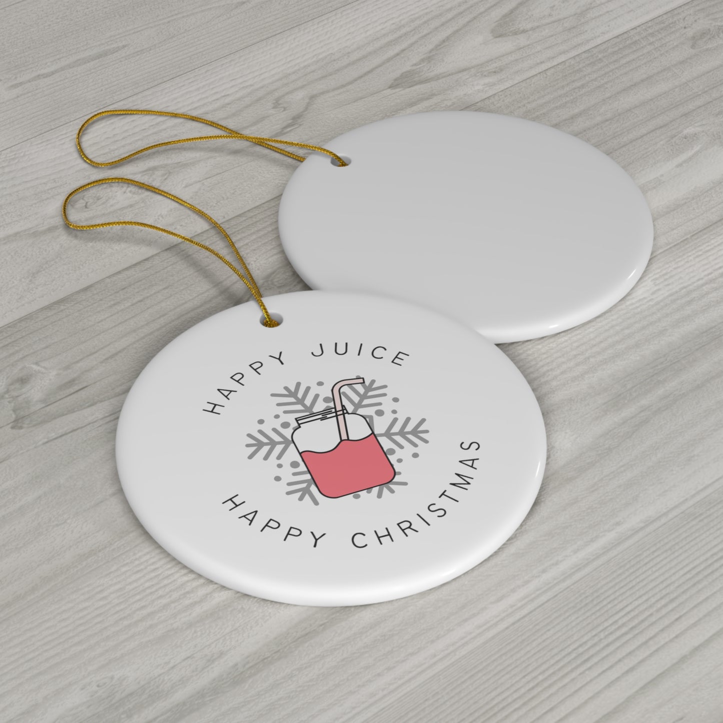 Happy Juice Happy Christmas Ceramic Ornament, 1-Pack